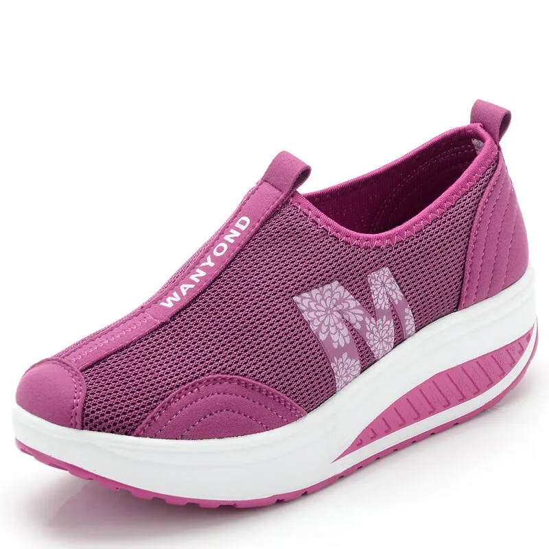 MWY Women Chunky Sneakers Casual Vulcanize Shoes Breathable Mesh Wedge Shoes Platform Trainers Women Zapatillas De Mujer