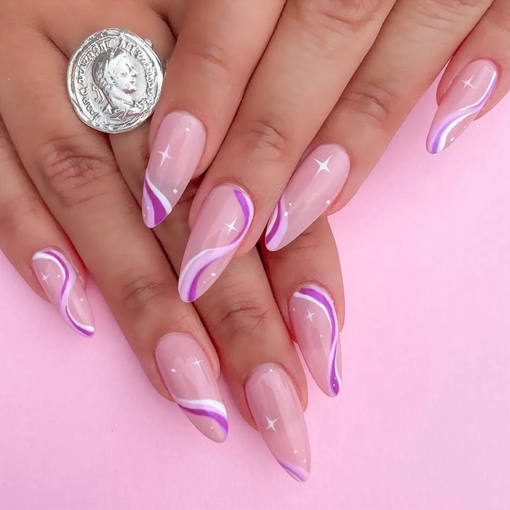 24Pcs Detachable False Nails Long Ballerina Artificial Fake Nails Full Cover Jelly Red Coffin Nail Tips DIY Manicure Tool-Nail Inspo