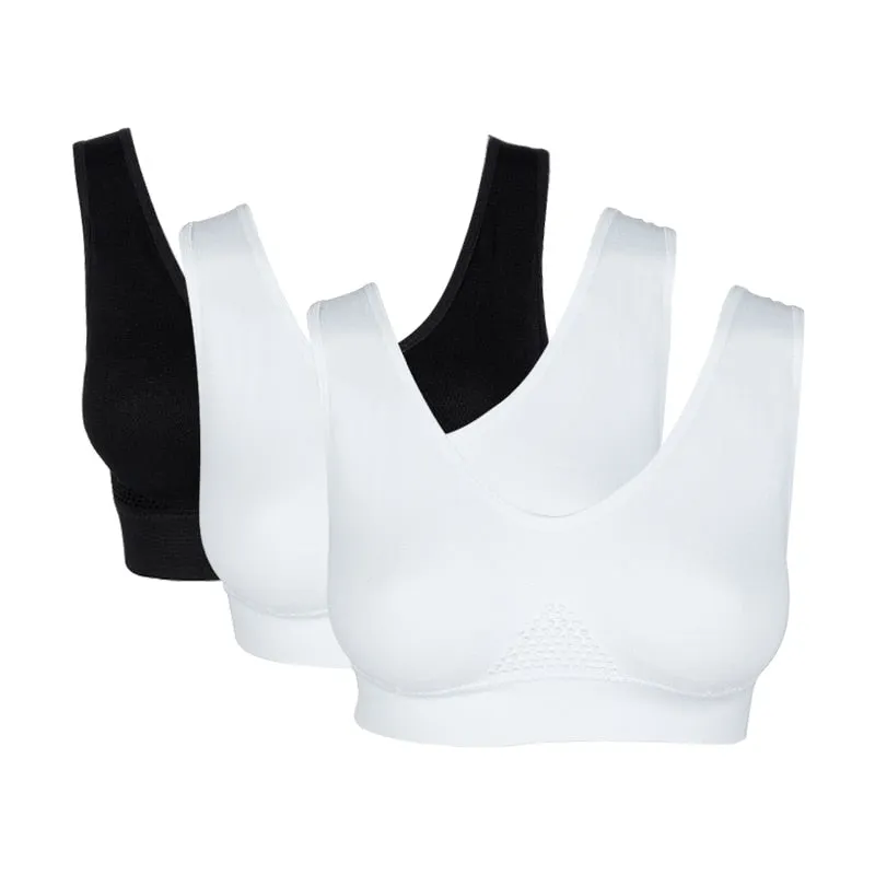 3PCS/lot Seamless Bra With Pads Plus Size Bras For Women Active Bra Wireless Brassiere Push Up Big Size Vest Wireless BH 5XL