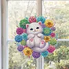 Succulent Bush White Cat Double Sided - 5D DIY Pendant