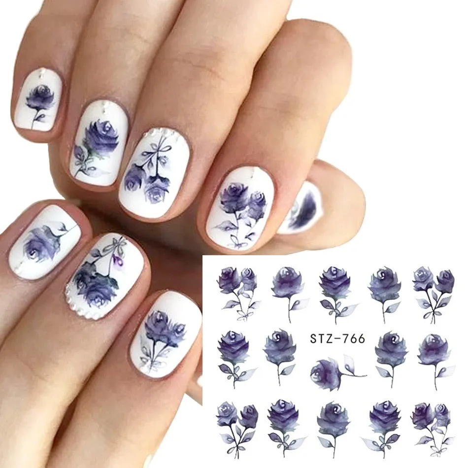 Nail Stickers Water Transfer Necklace Petals Feathers Hanging Flowers Designs Nail Decal Decoration Tips For Beauty Salons-Nail Inspo