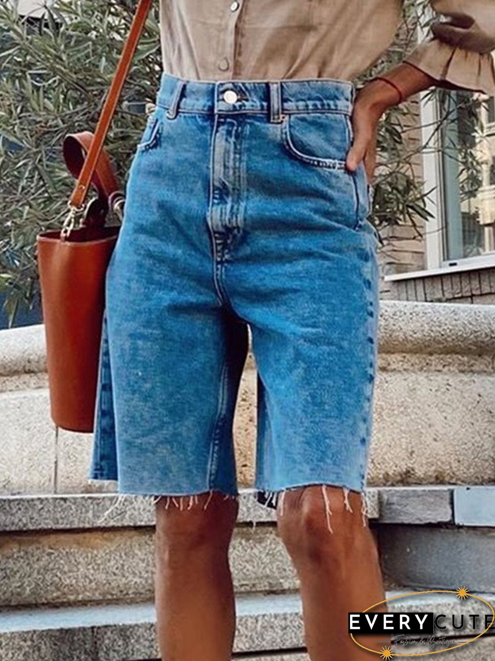 Casual Loose-Fit Denim Bike Shorts P10550