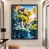 >SALE<Full Embroidery Cotton Thread14CT Print Landscape Flower Hut Cross Stitch50x65cm