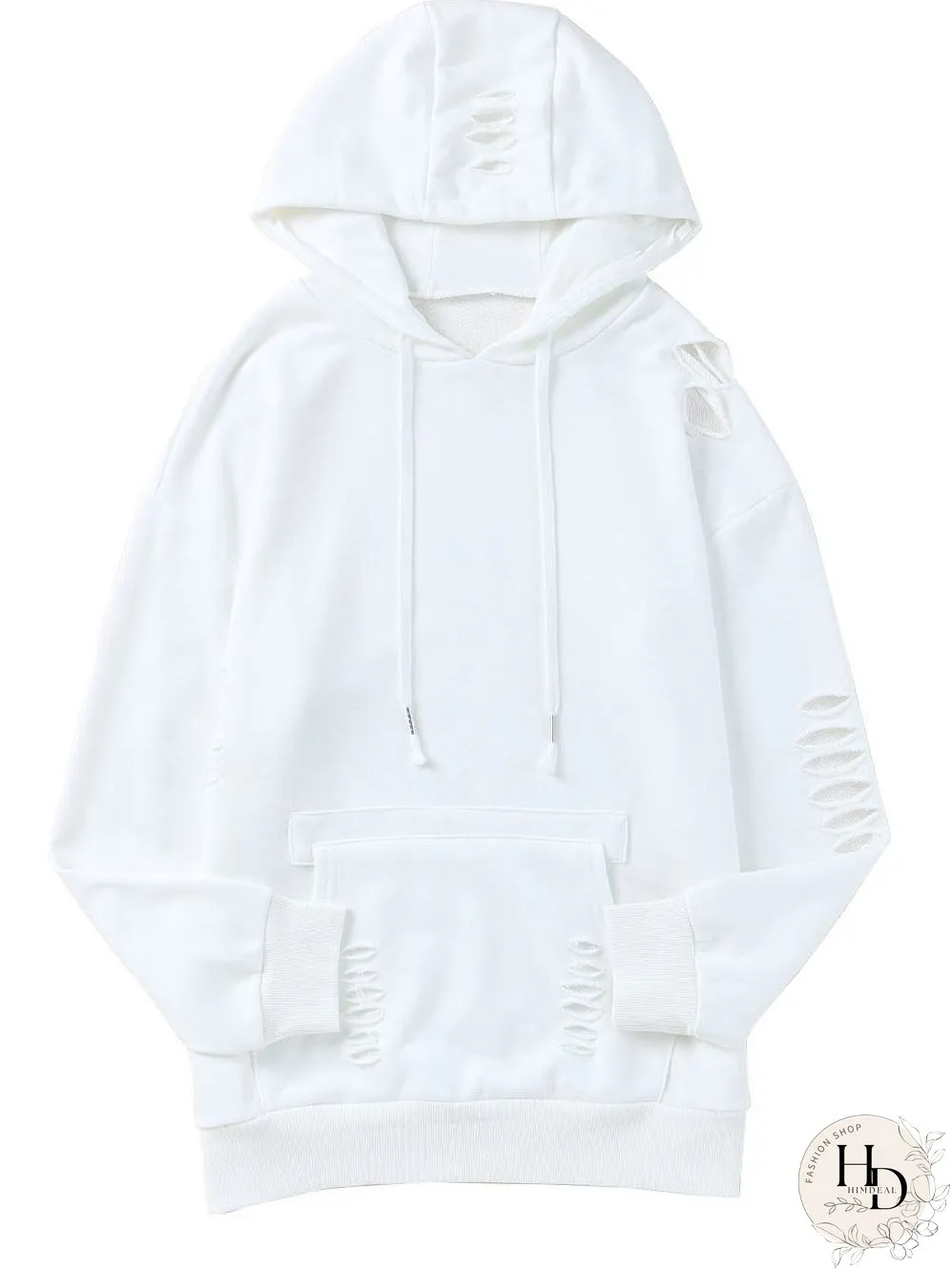 Women's Distressed Pullover Hoodie