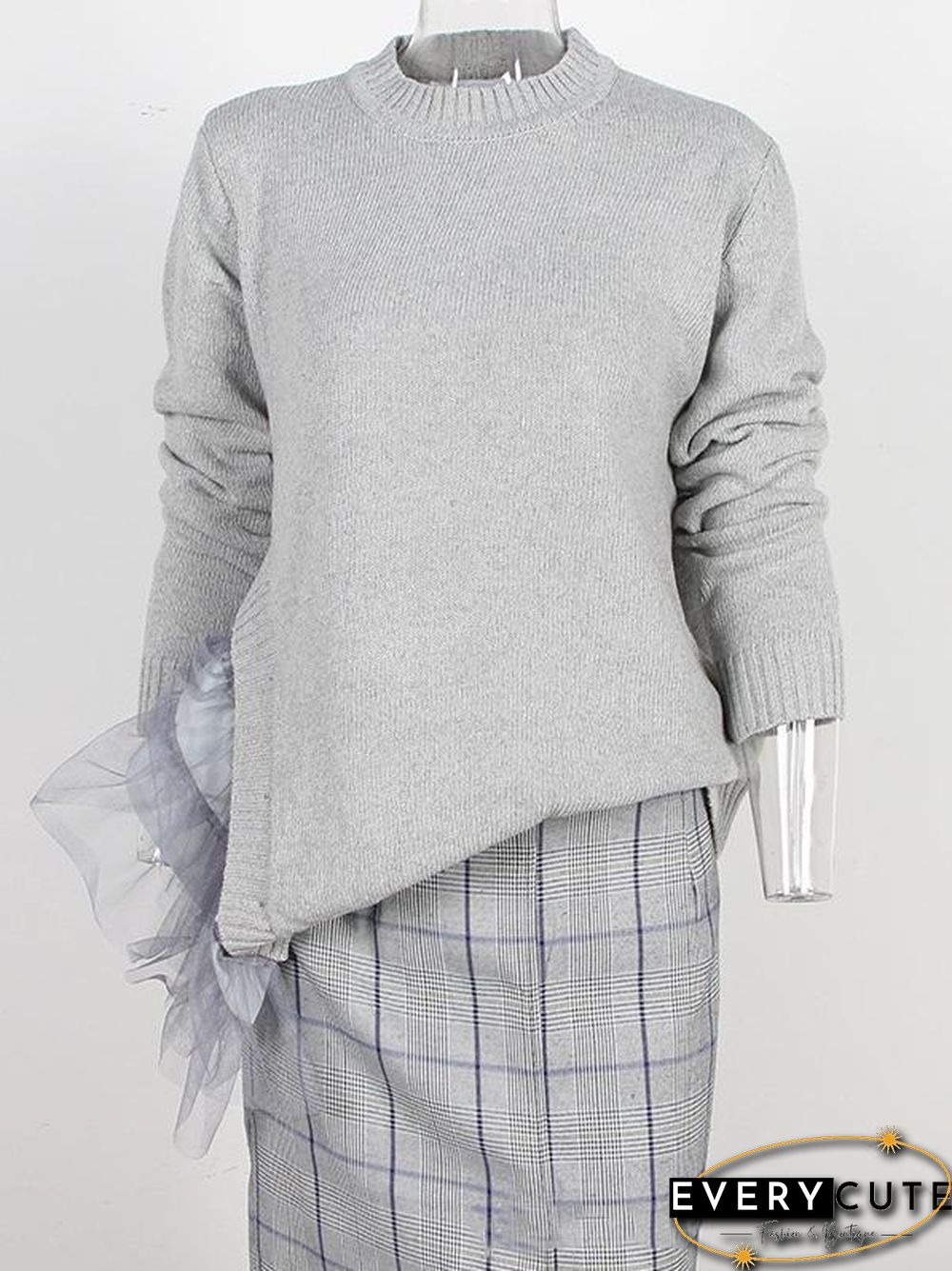 Irregular Gauze Split-joint Sweater