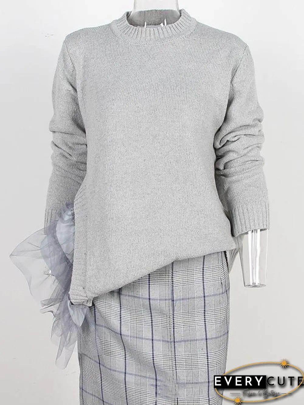 Irregular Gauze Split-joint Sweater