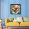 Coeur Papillon Fleurs-Sp&eacute;cial Forme Diamant Peinture-30 * 30CM