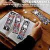 (US Local)8Pcs DIY Skull Diamond Painting Art Bookmarks with Crystal Pendants for Gift