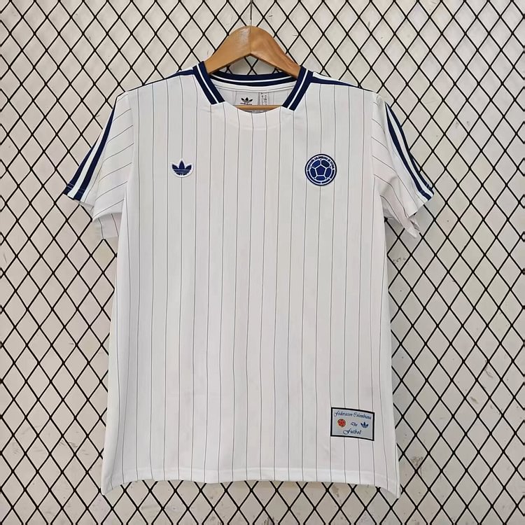 2026-27 Colombia Retro White and Blue Jersey - Fan Edition