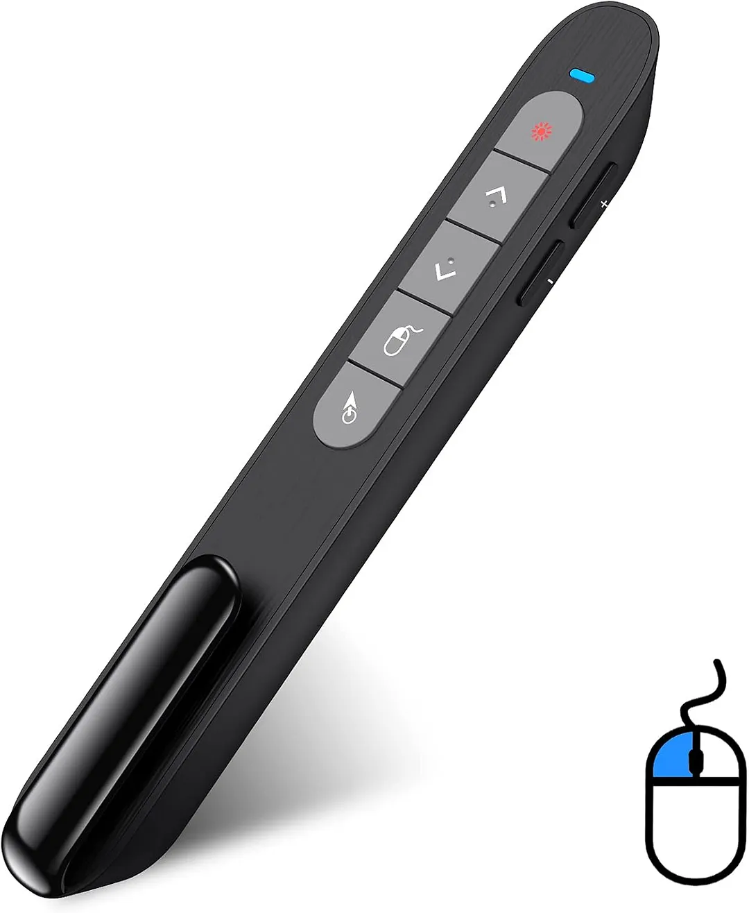 Wireless Presenter, Hyperlink Volume Control Presentation Clicker RF 2.4GHz USB PowerPoint Clicker Presentation Remote Control Pointer Slide Advancer (Black)(UPC/EAN)701473808109