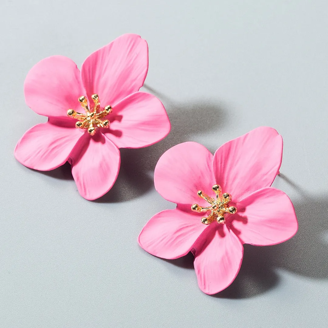 Dvacaman Bohemian Cute Long Double Layer Flower Statement Drop Earrings Women Summer Beach Party Metal Pendant Earrings Jewelry