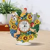 (US Local)5D DIY Special Shape Diamond Painting Desk Ornament Handmade Clock Kit(Sunflower Rooster)