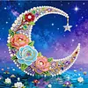 DIY Pearl Painting Moon in the Lake for Home Decor with Frame(25x25cm)