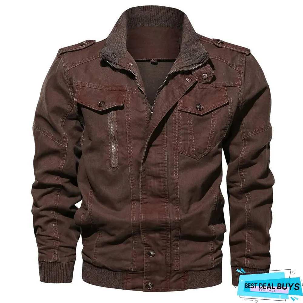 Men Denim Jacket Big Size Military Tactical Jeans Jacket Solid Casual Air Force Pilot Coat