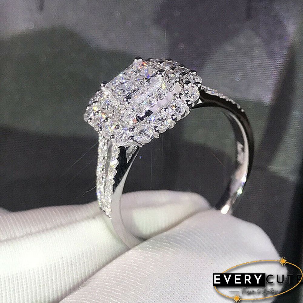 Exquisite ladies fashion diamond ring 925 sterling silver natural gemstone ring birthday anniversary Christmas gift for girlfriend wife bride wedding ring engagement party ring jewelry set 5-11 Bague Femme