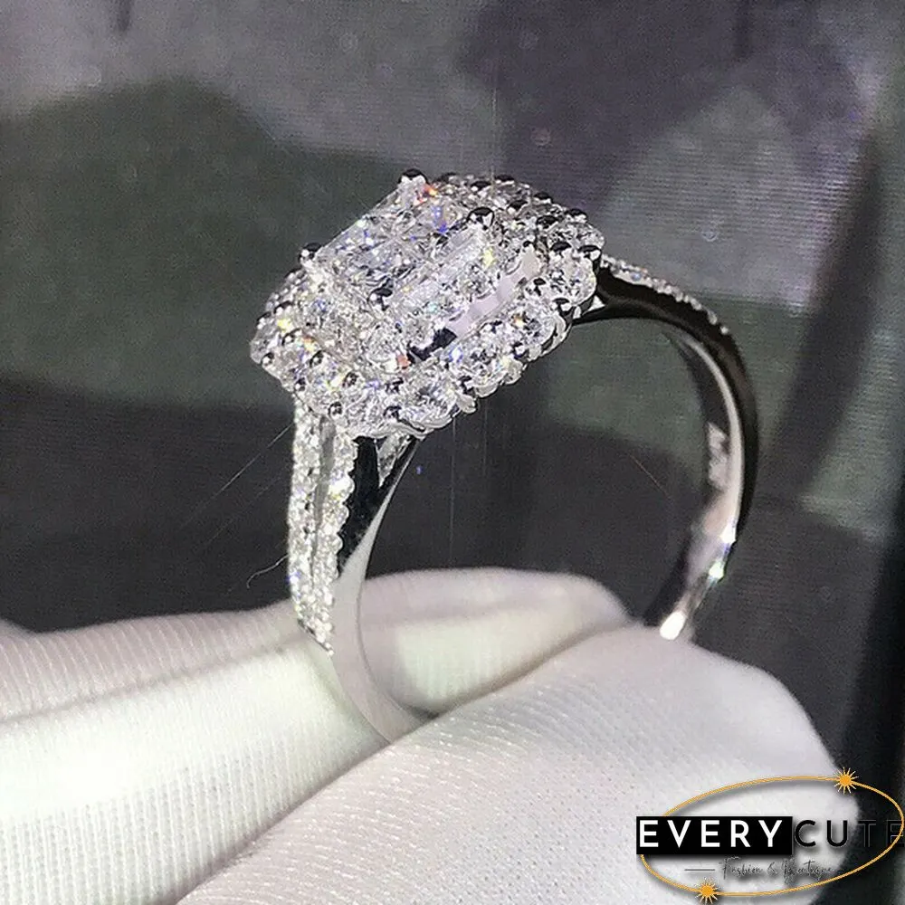 Exquisite ladies fashion diamond ring 925 sterling silver natural gemstone ring birthday anniversary Christmas gift for girlfriend wife bride wedding ring engagement party ring jewelry set 5-11 Bague Femme
