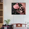 Skull Pink Roses-Full Round Diamond Painting 50*60CM