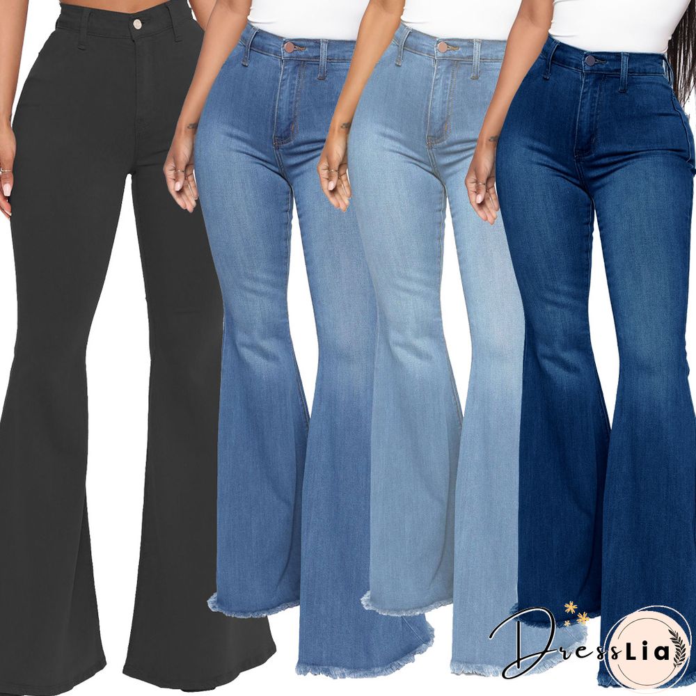 High Waist Stretch Plus Size Flare Jeans Pants