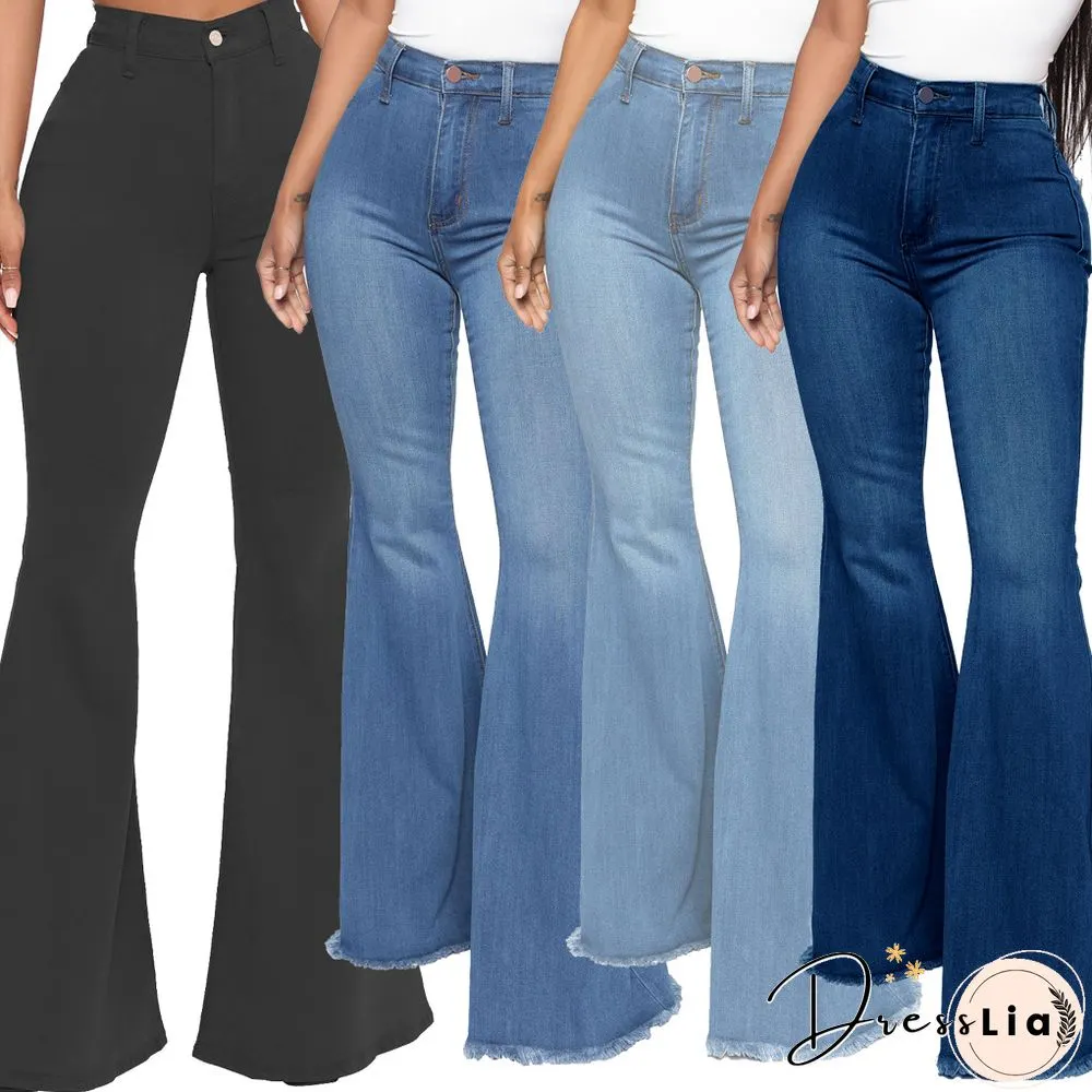 High Waist Stretch Plus Size Flare Jeans Pants