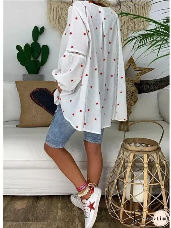 Loose Lace Stitching Hollow Top for Women