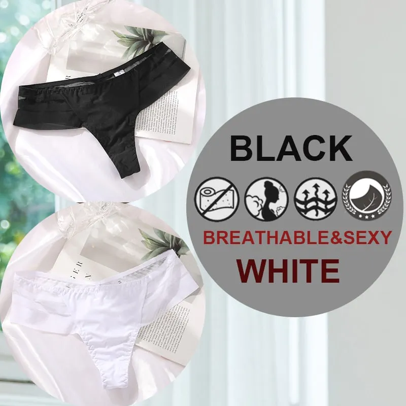 FINETOO 2PCS/Set M-XL G-string Women's Panties Sexy Perspective Seamless Panties Underwear Female See-Through Underpant Lingerie