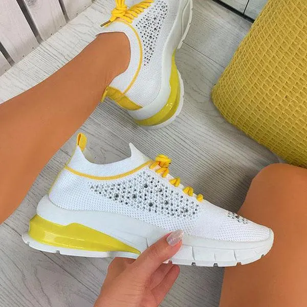 New Sneakers Women's Vulcanize Shoes Rhinestone Ladies Sports Shoes for Women 2021 Lace Up Running Walking Women Shoes