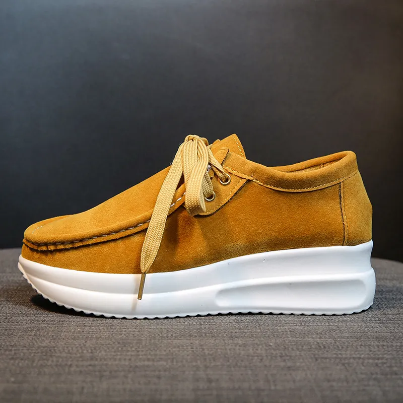 Qengg Qengg With Round Head Casual Sports Shoes Female Womens Sneakers, Suede Thick Bottom Sneakers Female