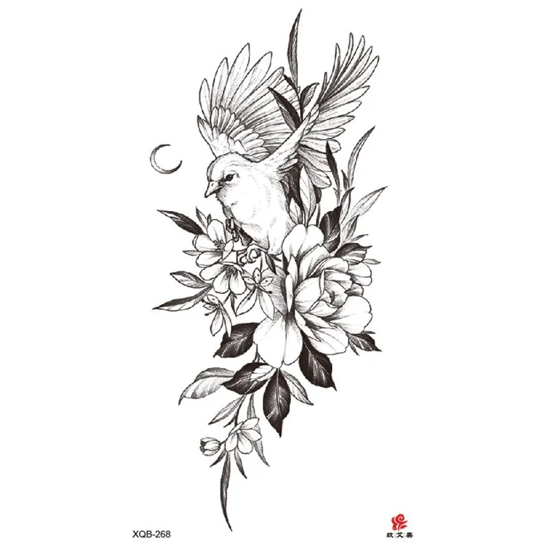 Sdrawing Temporary Sleeve Tatooo Stickers Tiger Lion Elephant Rose Flowertattoo Arm Body Art Fake Tatoo Male Female Black