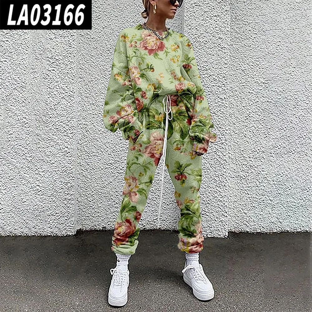 2021 New Women's Digital Printed Grass Pattern Suit Autumn and Winter Clothing