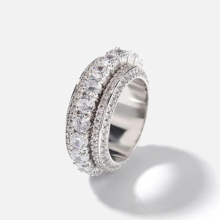 Iced Out Rotatable Rings Hip Hop Bling Bling For Women And Men