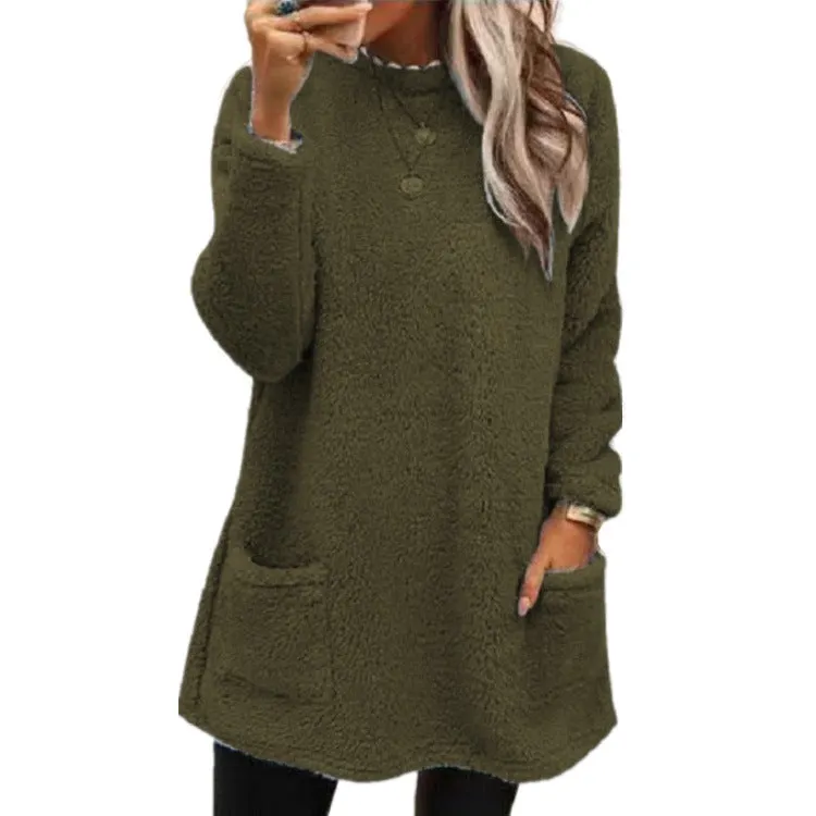 Brownm Long Sleeve Pocket Fleece Sweatshirt T-shirt Sweaters