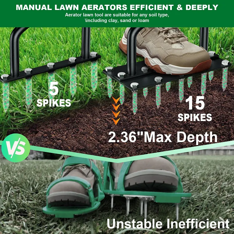 🌳51%OFF🌳2 in 1 spiked aerator manual aerator lawn tools