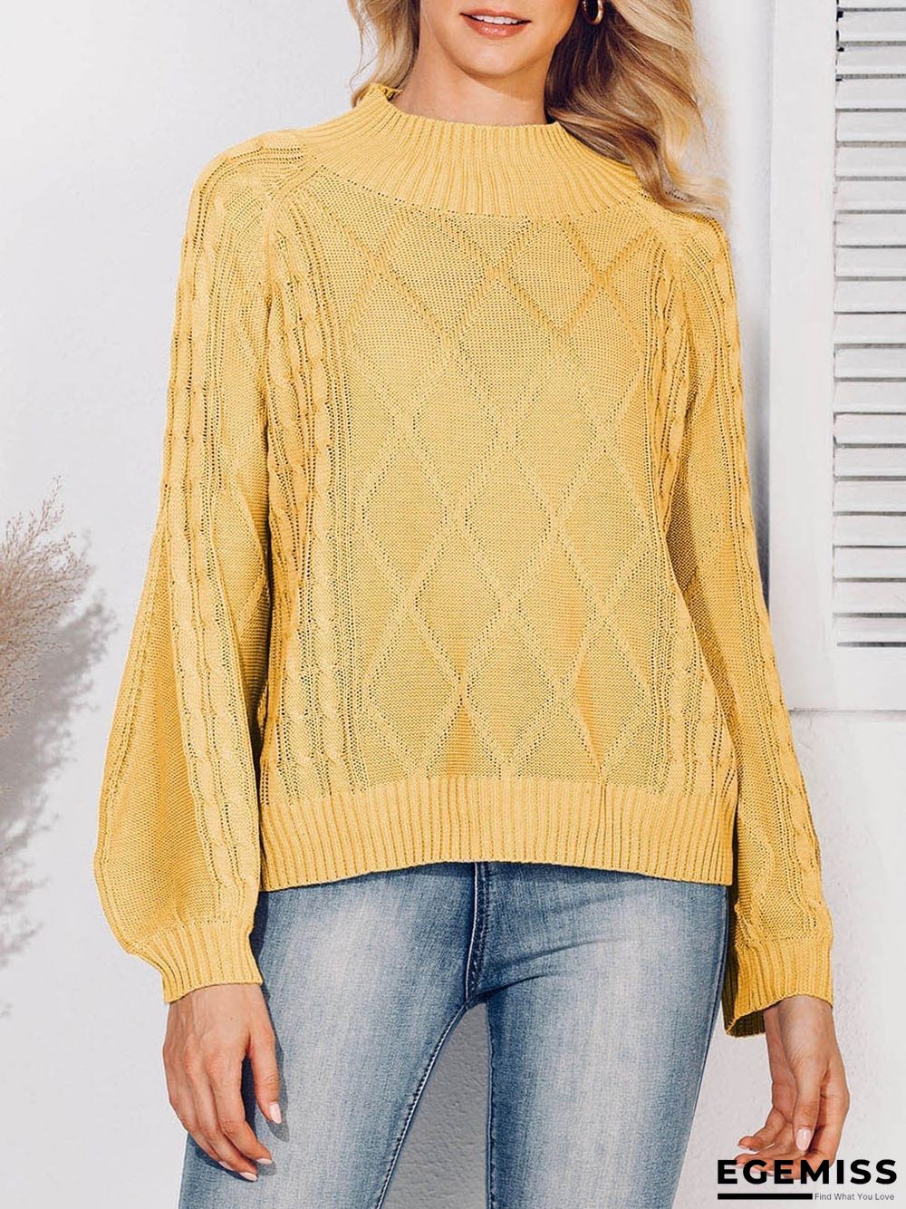 Balloon Sleeve Solid Sweater | EGEMISS