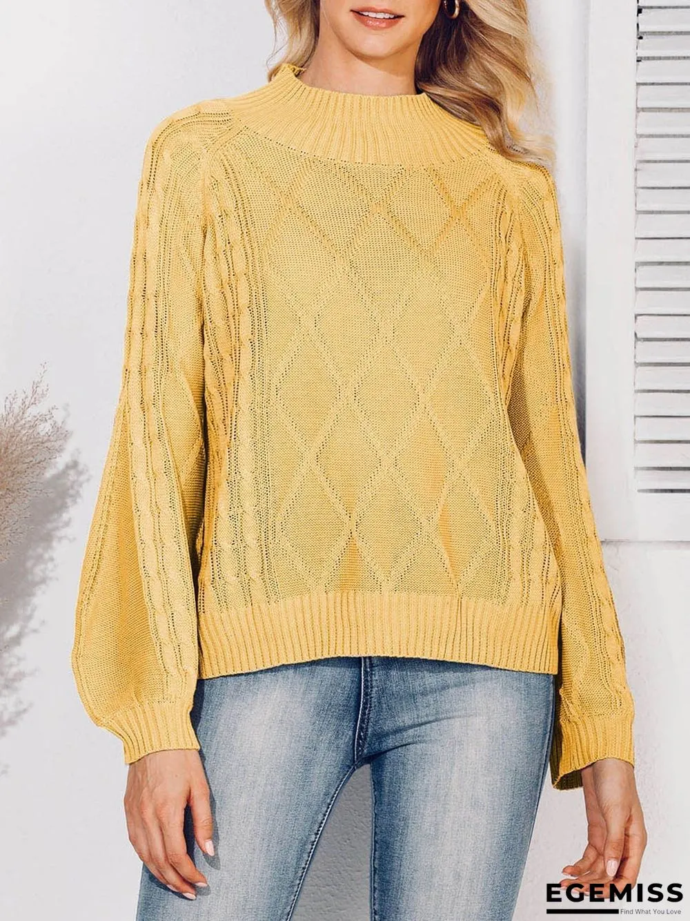 Balloon Sleeve Solid Sweater | EGEMISS