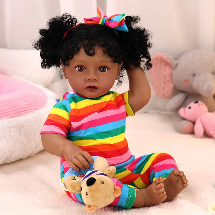 [Year Lowest Price]Babeside Quiet Reborn Baby Daisy 20'' African American Toddler Girl Emotional Comfort Companion