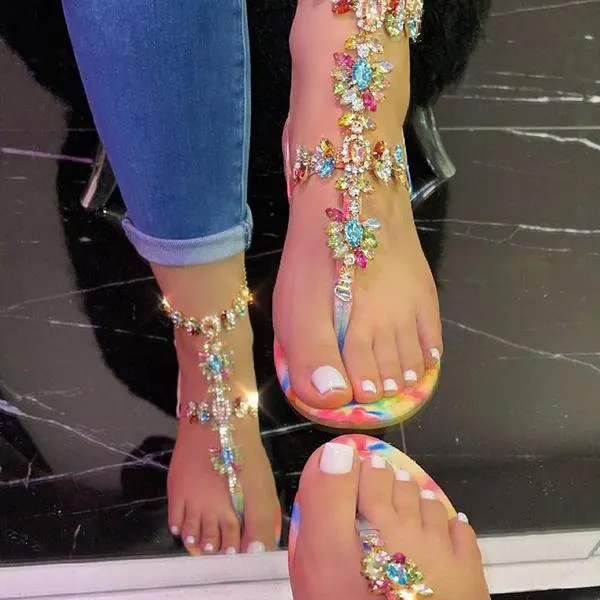 Stylish Crystal Strap Lace-Up Sandals