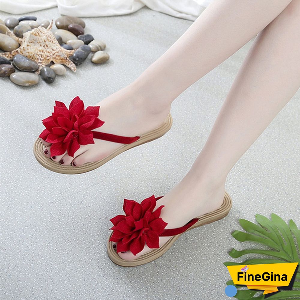 Summer Student Sandals And Slippers Flowers Flat Bottom Casual Fashion Flip Flops