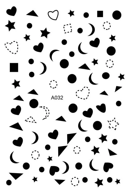 Black Wave Gold Stars White Line Nail Art Stickers Designs Manicure Sticker Back Glue Accessories for Nail Art Decoration Decals-Nail Inspo