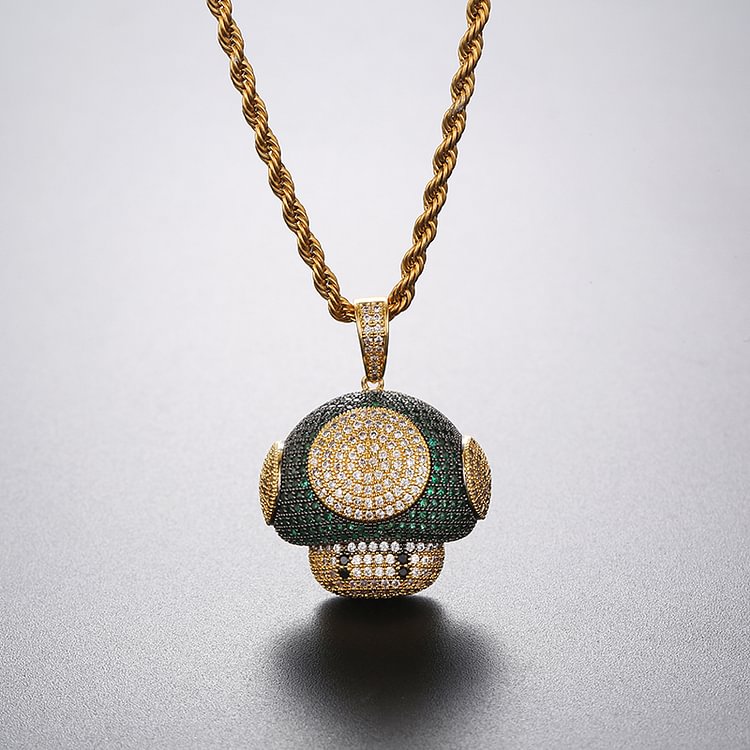 Iced Out Plant Mushroom Cartoon Pendants Hip Hop Bling Bling
