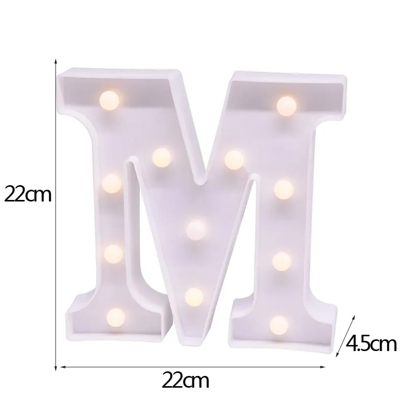 DIY LED Letter Night Light Creative 26 English Alphabet Number Battery Lamp Romantic Wedding Party Decoration