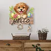 (US Local)Wooden Special Shape Hello Dog 3 Hooks Diamond Painting Hook Rail Kit