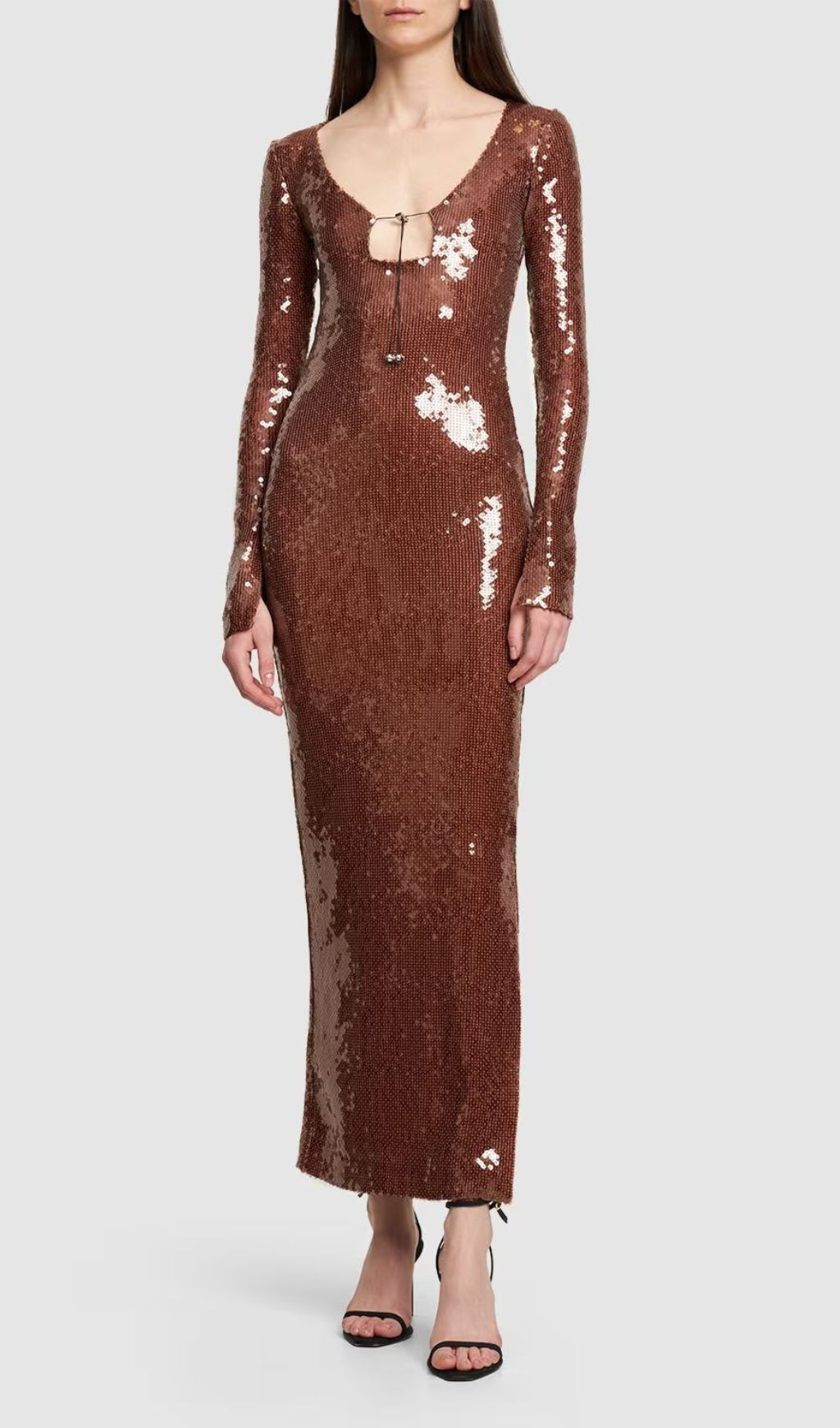 Ardelle Brown Sequin Maxi Dress Flowering Girl