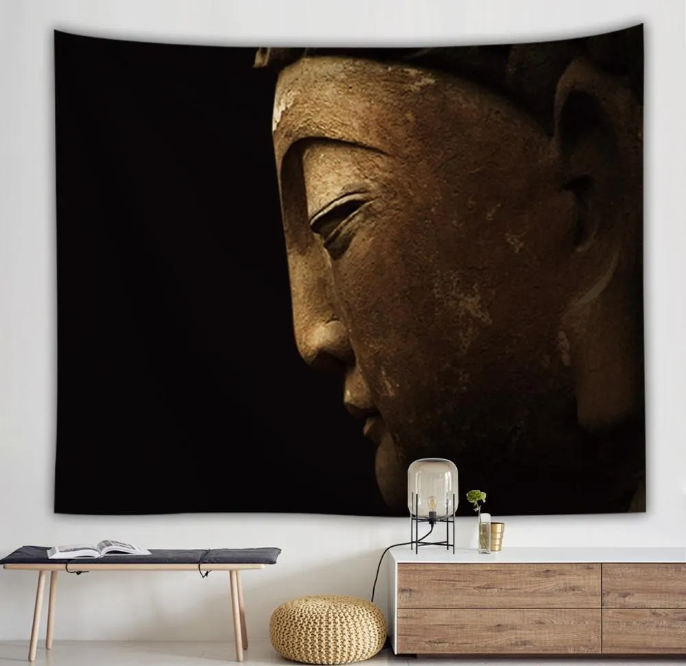 Buddha Statue Tapestry Twin Hippie Wall Hanging Bedspread Throw Cover Bohemian Beach Mat Table Cloths Home Art Decor Blanket