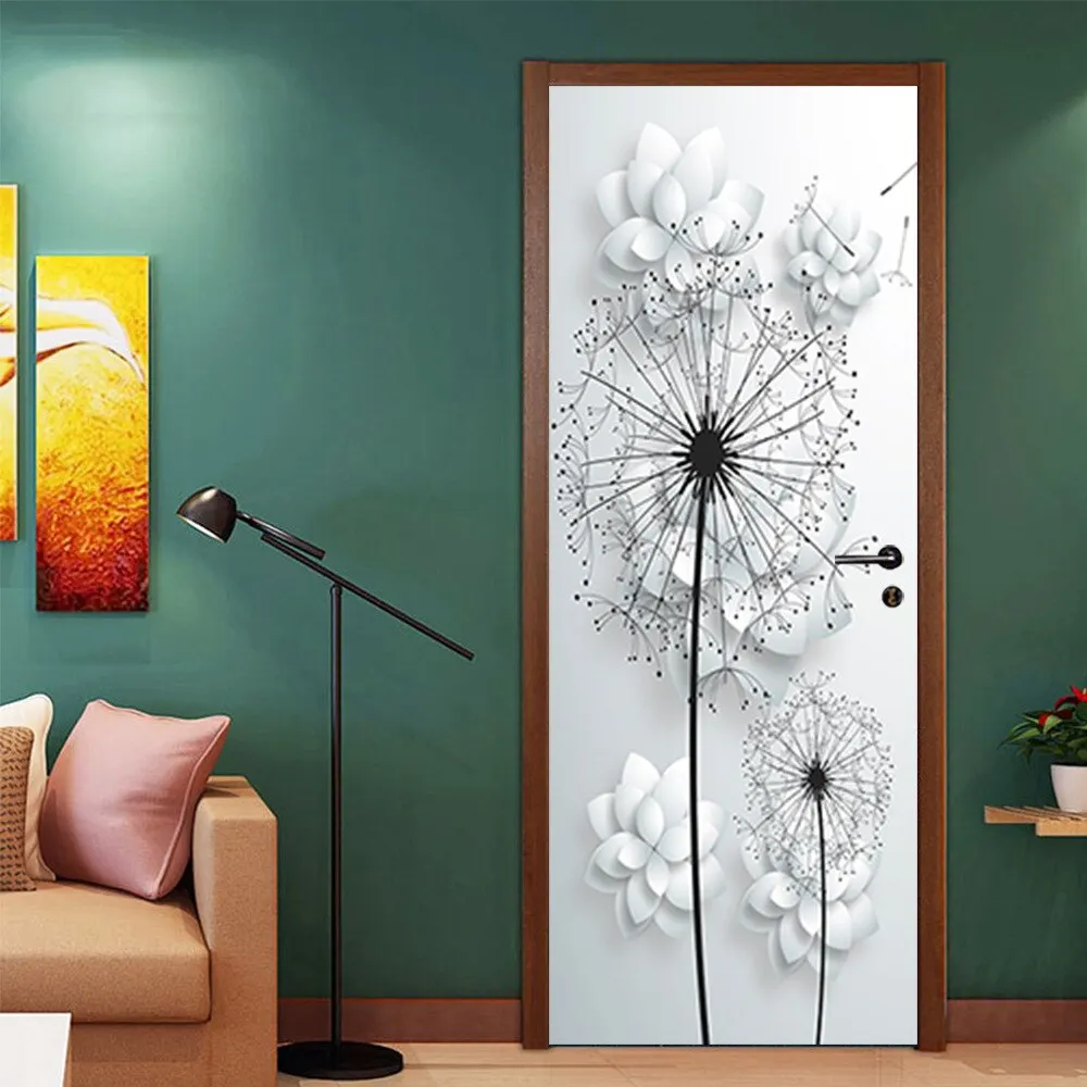 Athvotar 3D Mermaid Watercolor Scales Door Sticker Self Adhesive Wallpaper DIY Renovation Waterproof Poster Home Decor Decal
