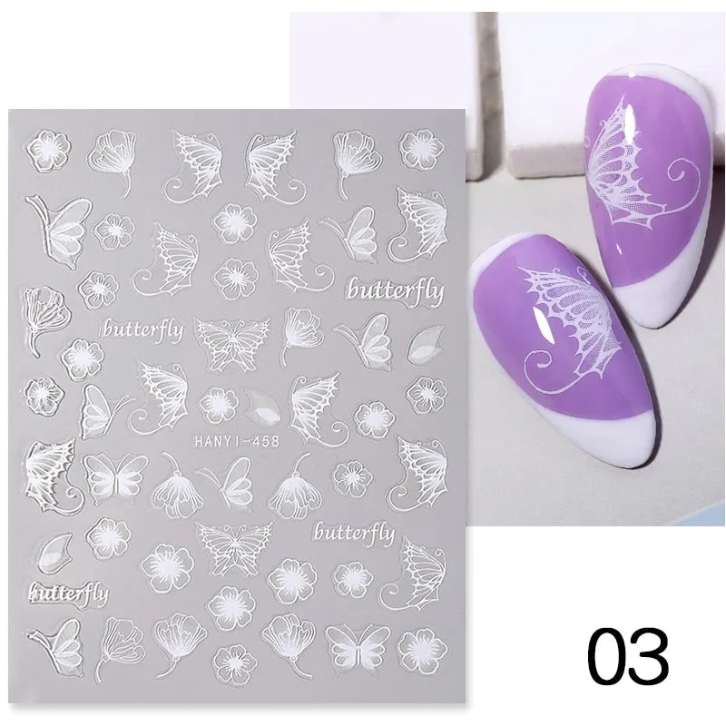 2021 Hot 3D Nail Art Stickers Butterfly Pattern Transfer Sticker Decals Self Adhensive Slider Decoration Nail DIY Design