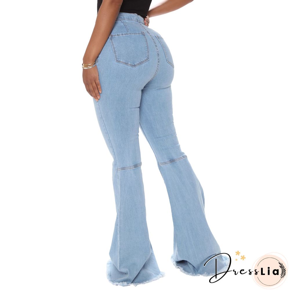 High Waist Stretch Plus Size Flare Jeans Pants