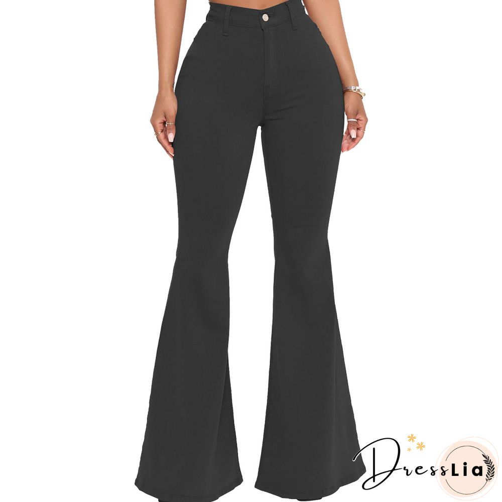 High Waist Stretch Plus Size Flare Jeans Pants