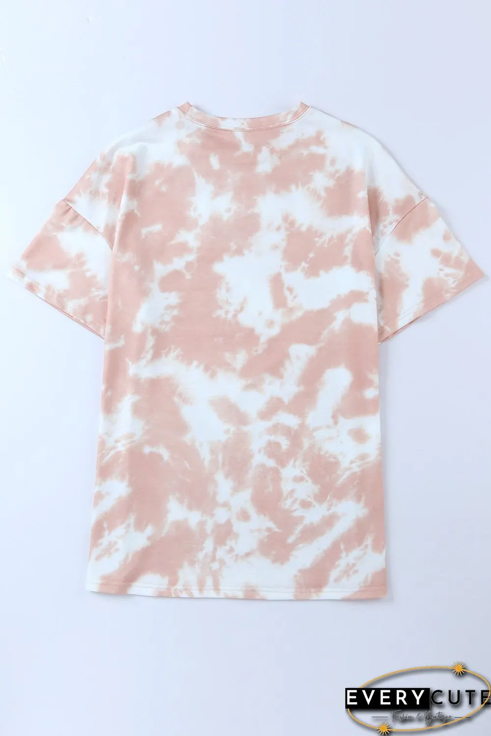 Pink AMERICA Letter Graphic Tie Dye Distressed Boyfriend Tee