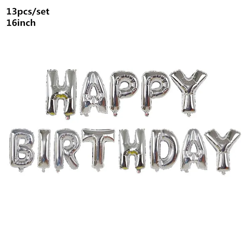 Black Gold Happy Birthday Banner Balloons Helium Number Foil Balloon for Baby Boy Kids Adult 18 30 Birthday Party Decorations