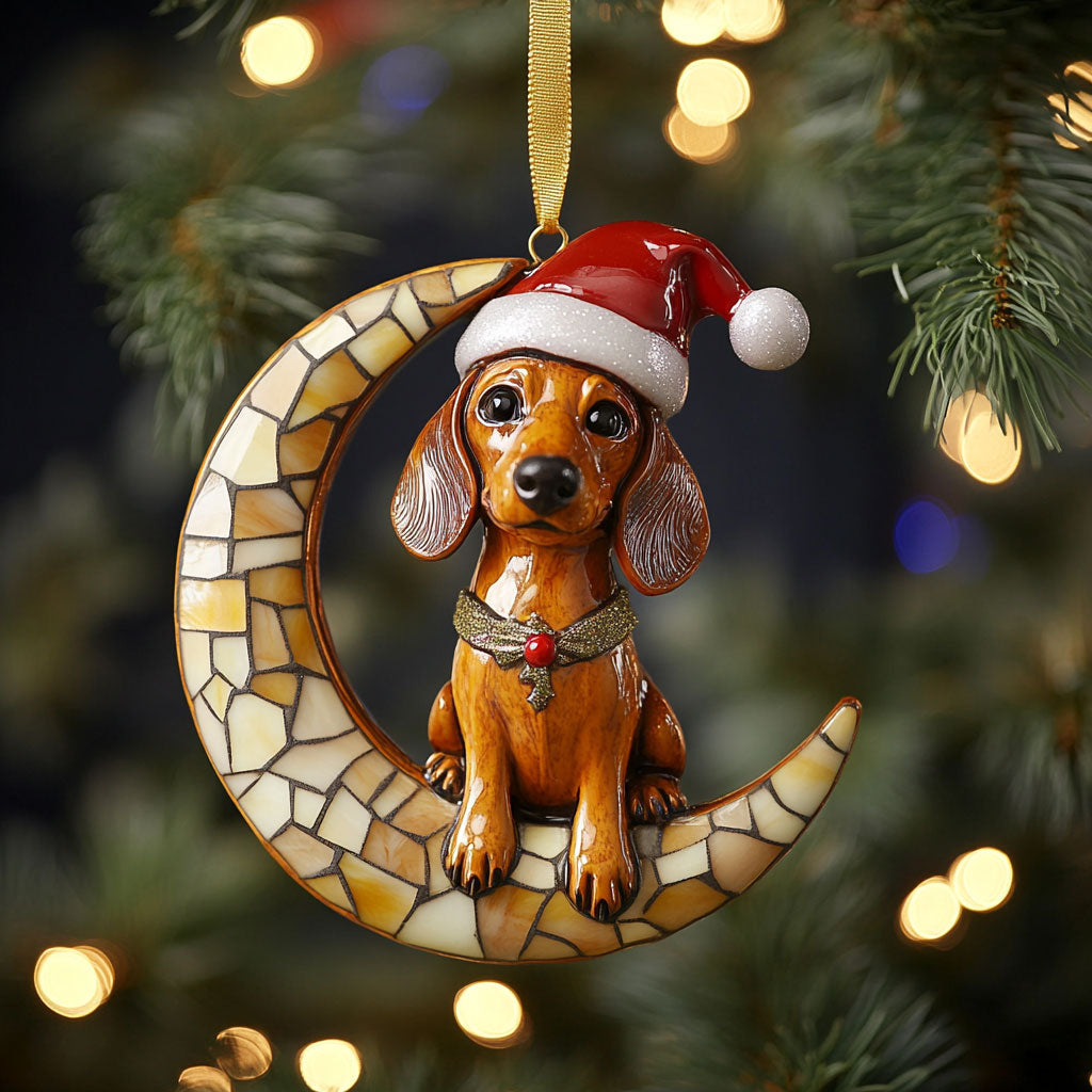 Dachshund On The Moon WN1510041CL Personalized Christmas Ornament